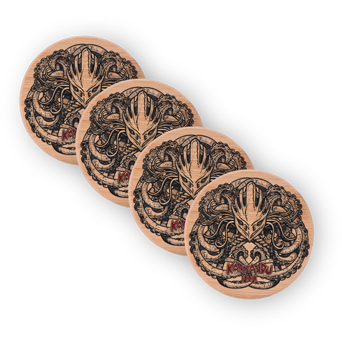 Coiled Kraken Bamboo Coasters Set of 4